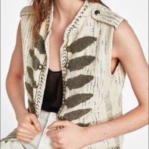 ZARA Shiny Waistcoat with Embroidered